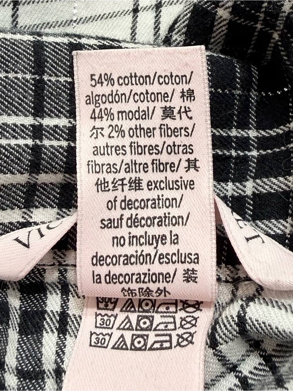 Victoria's Secret Black & White Plaid Pajama Set - Picture 6 of 6